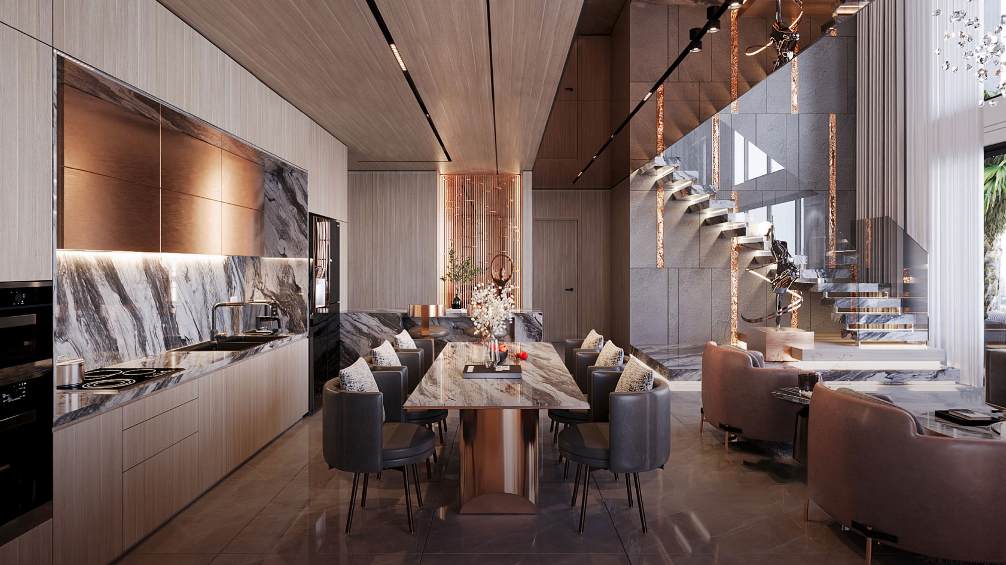 Phối Cảnh Phòng Bếp Căn Hộ Noble Crystal Tây Hồ