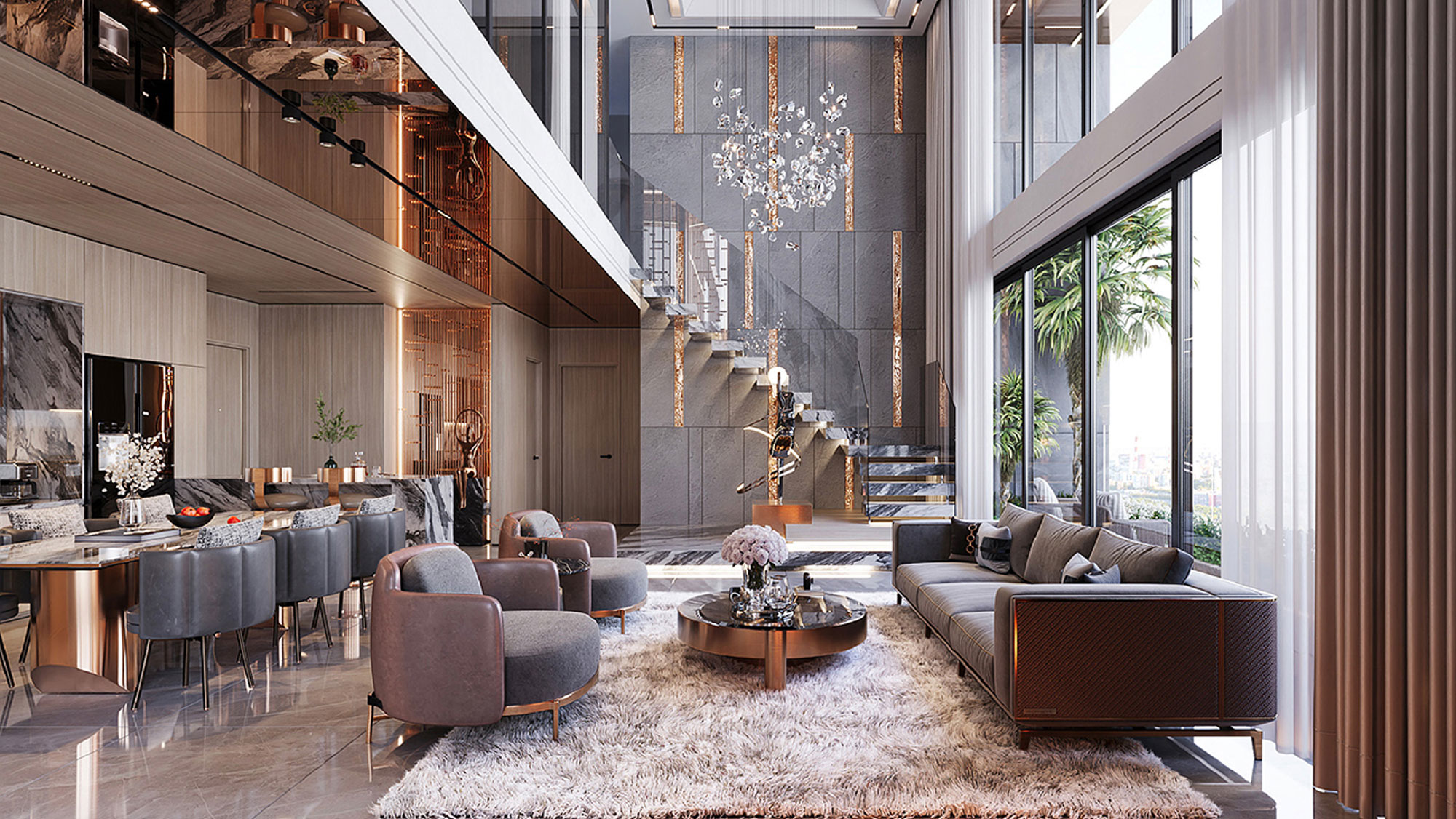 Phối Cảnh Phòng Khách Căn Hộ Noble Crystal Tay Ho