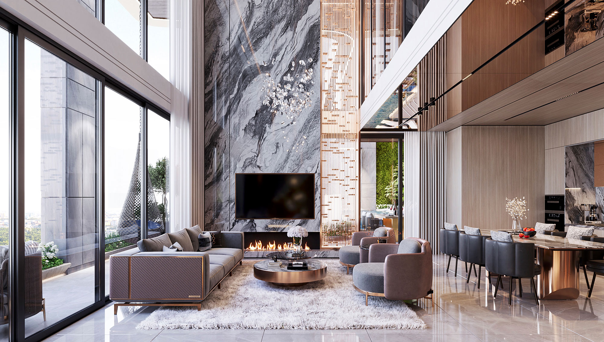 Phối Cảnh Phòng Khách Sunshine Crystal River