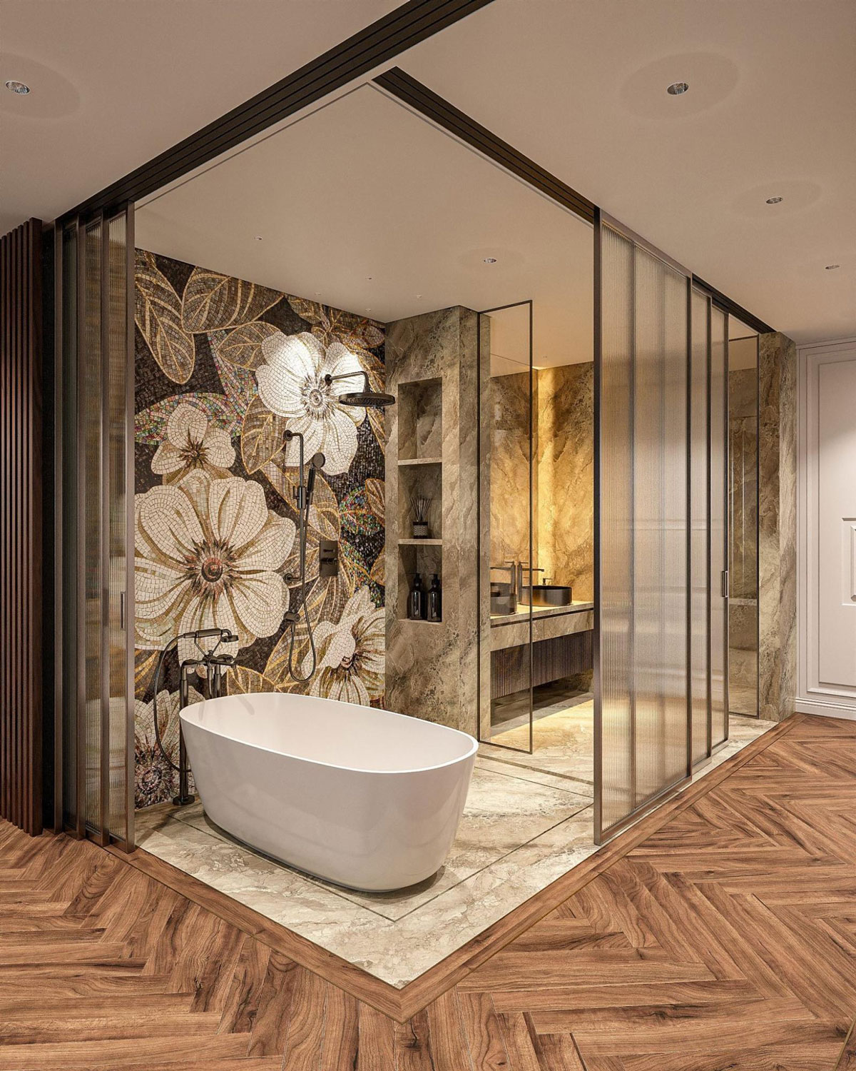 Phòng Tắm Dùng Cửa Lùa Tự động