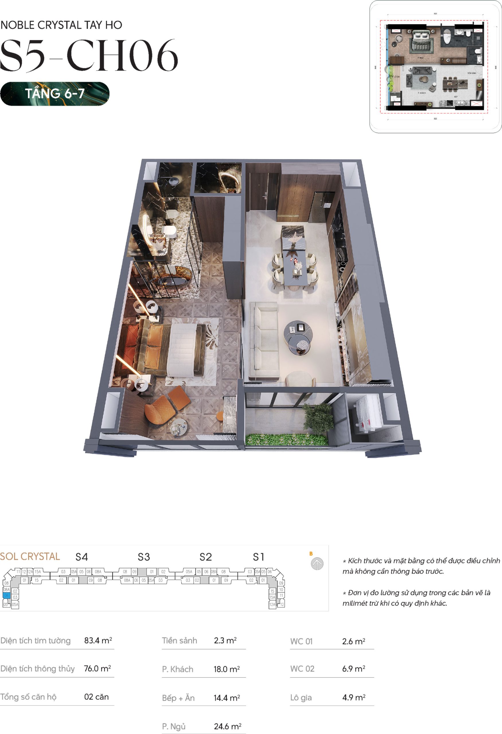 Thiết kế căn hộ 06 tầng 6-7 tòa S5 chung cư Noble Crystal Tây Hồ
